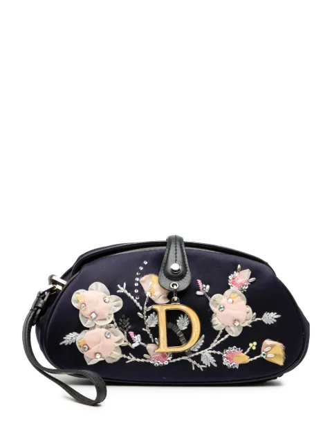 Christian Dior Pre-Owned 2005 Limited Edition Satin Floral Beaded Embroidered Detective clutch bag