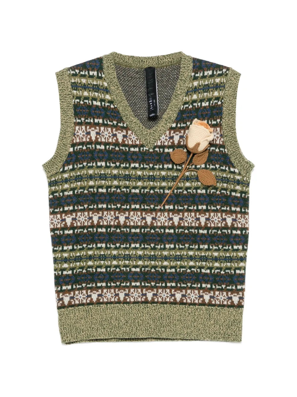 Ka Wa Key Grandpa's Rose V-neck vest - Verde