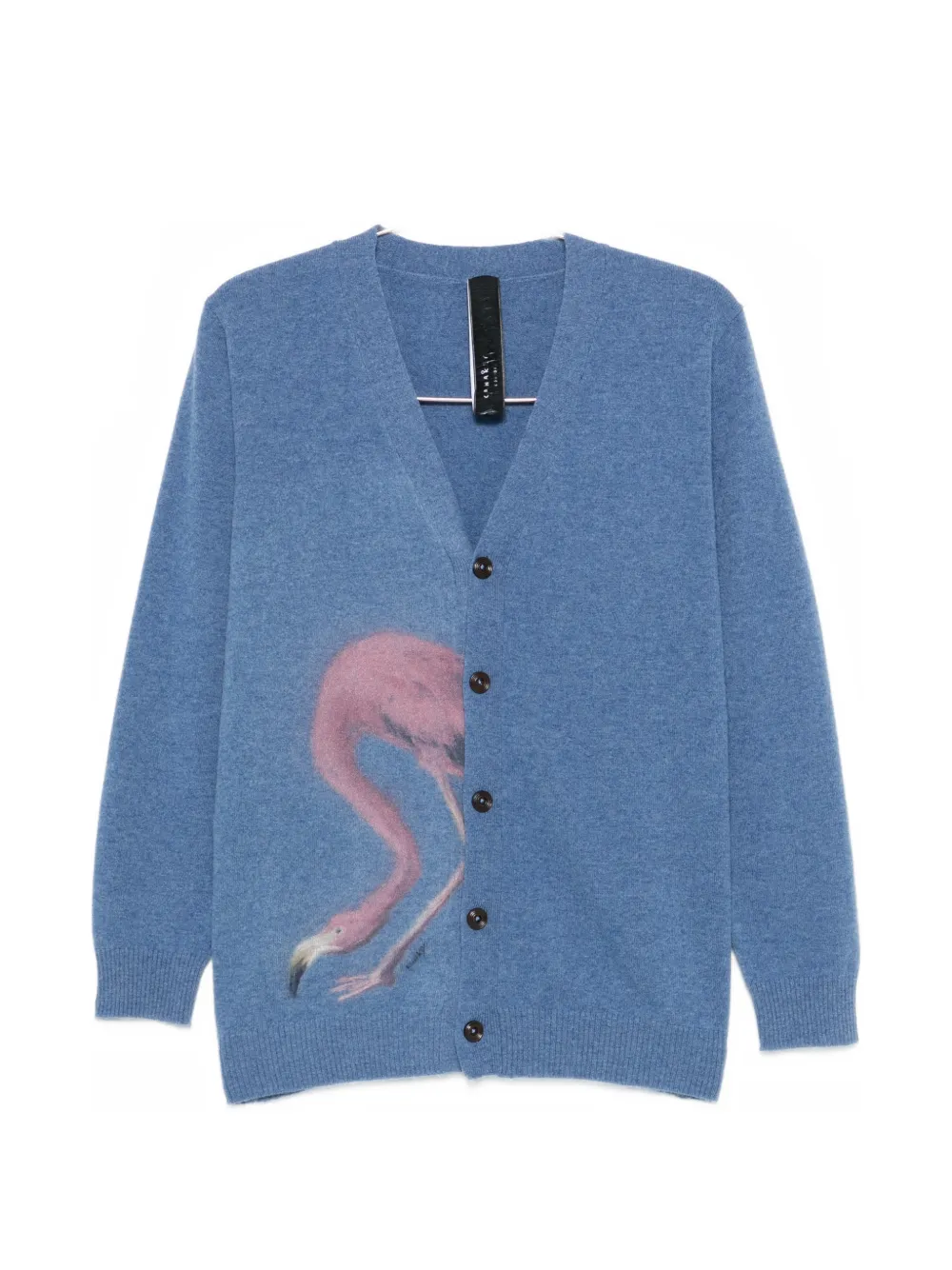 Ka Wa Key Flamingo Hide-&-Seek V-neck cardigan - Blu