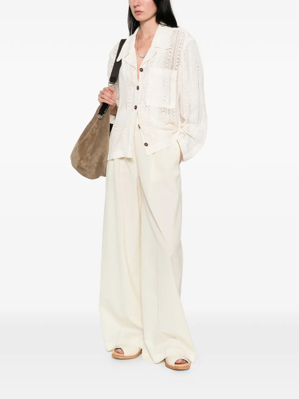  Low Classic Lace Button Shirt - Neutrals 