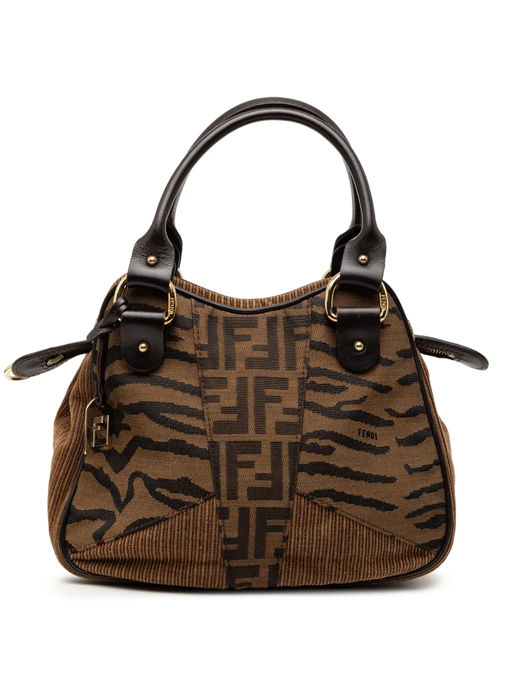 Fendi Pre-Owned 2000-2010 Zucca Zebra Print Canvas handbag - Marrone