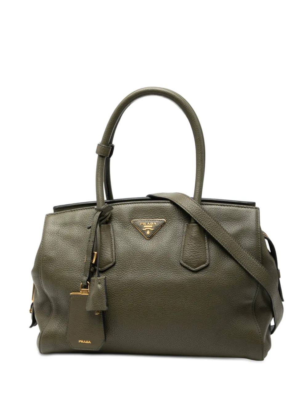 Prada Pre-Owned 2010-2026 Vitello Daino Zip Top Convertible Tote satchel - Verde