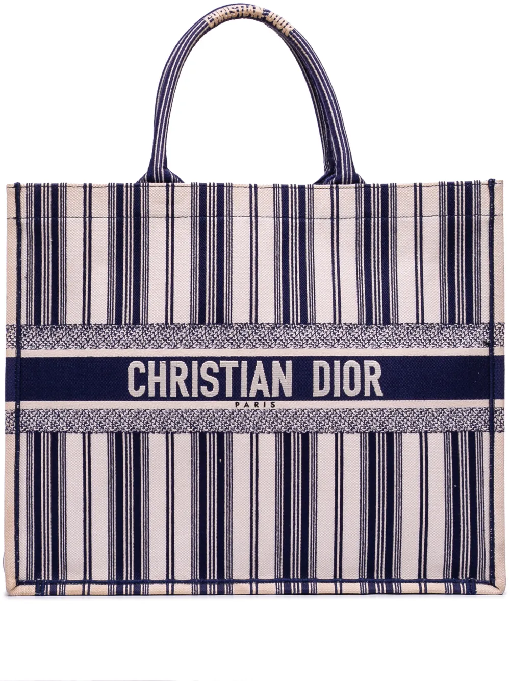Christian Dior Pre-Owned 2018 Large Canvas Striped Book tote bag - Blu