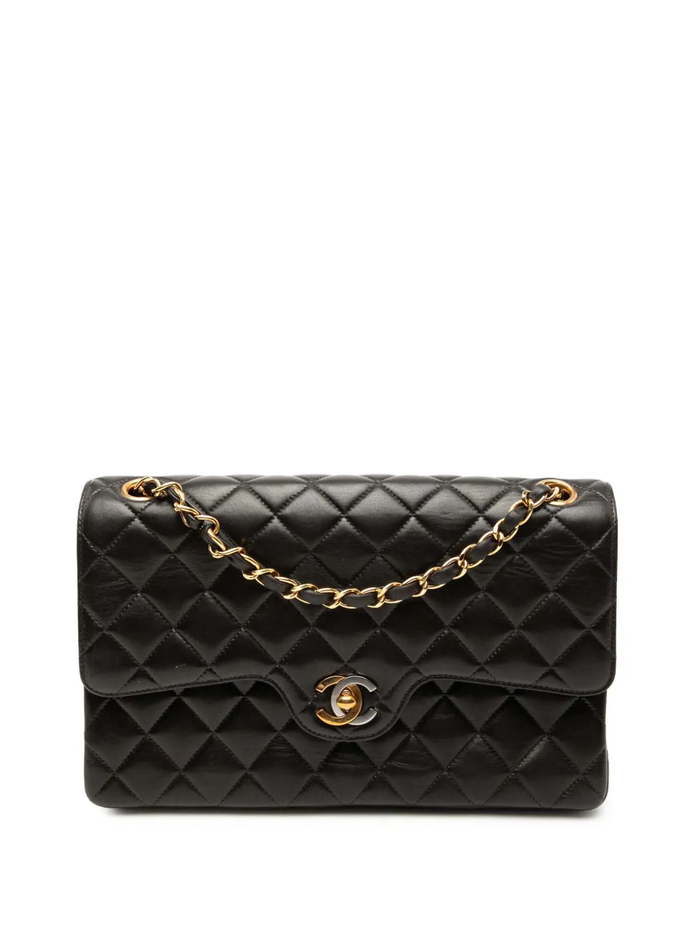 CHANEL Pre-Owned 1994-1996 Medium Quilted Lambskin Gold and Silver Combo CC Double Flap shoulder bag - Nero