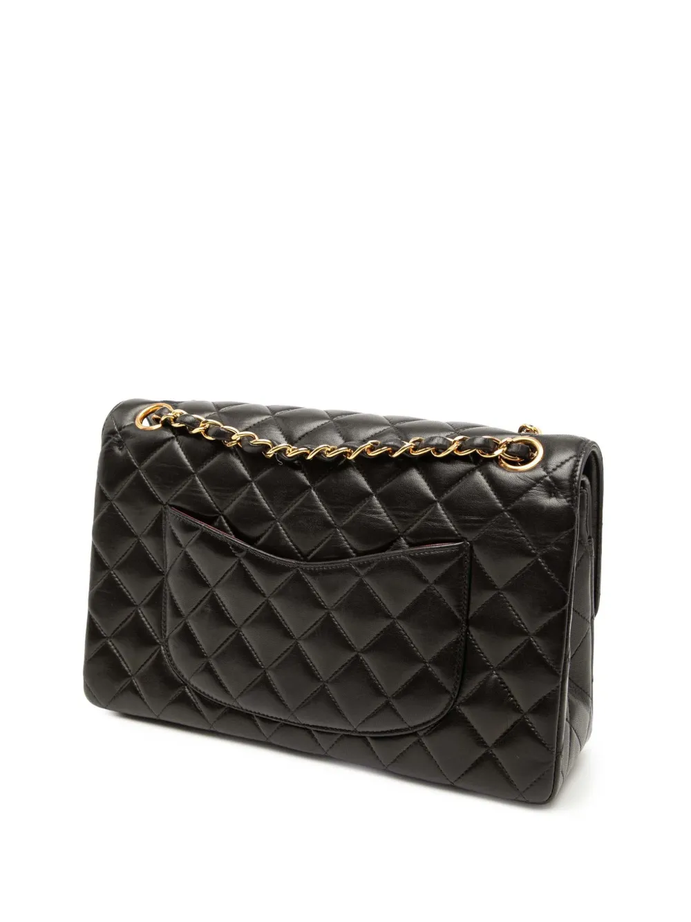  Chanel Pre-owned 1994-1996 Medium Quilted Lambskin Gold And Silver Combo Cc Double Flap Shoulder Bag - Black 