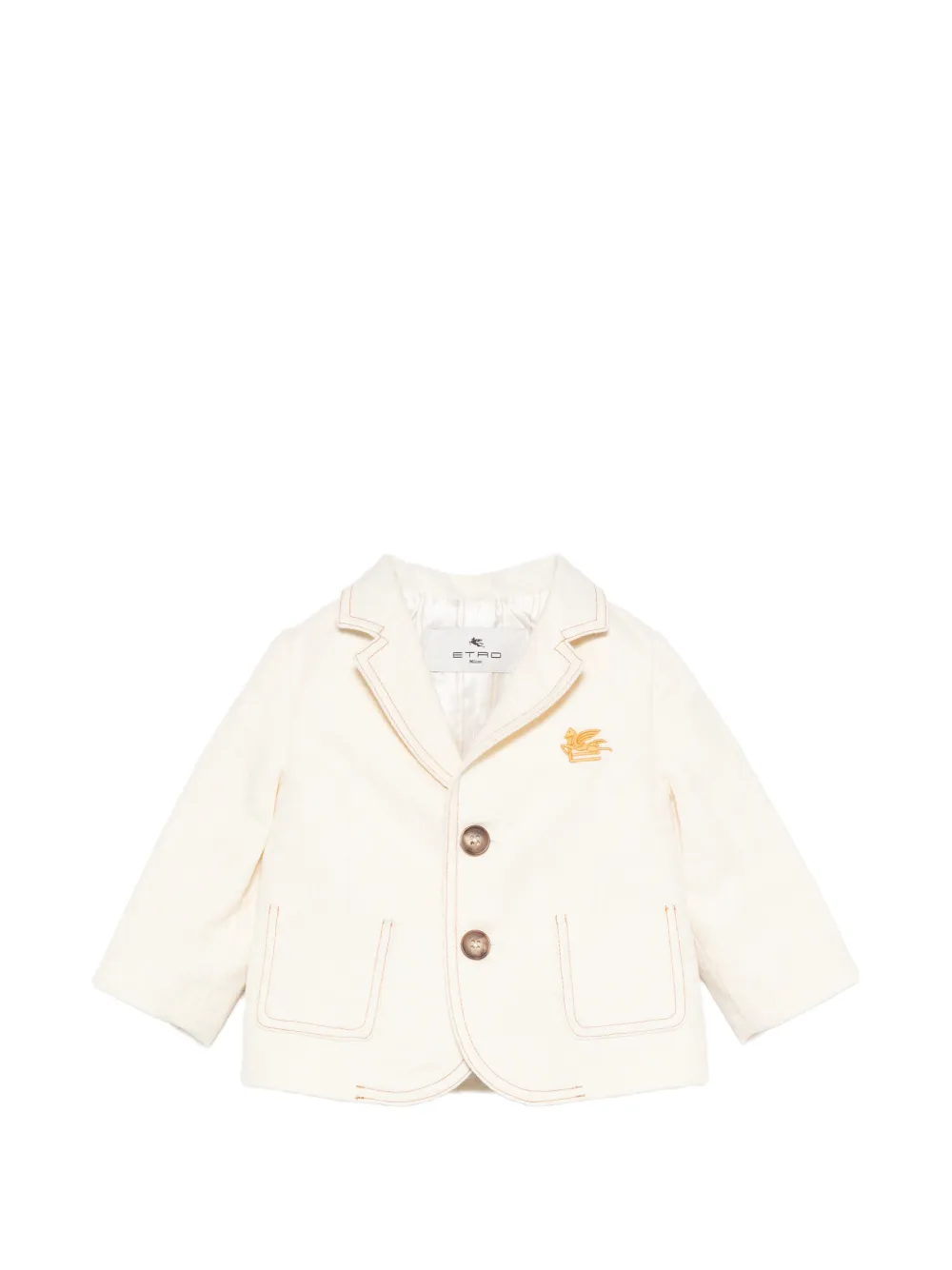 ETRO KIDS buttoned logo-embroidered blazer - Toni neutri