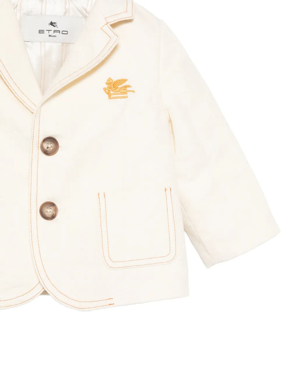 Etro Kids Buttoned Logo-embroidered Blazer - Neutrals 