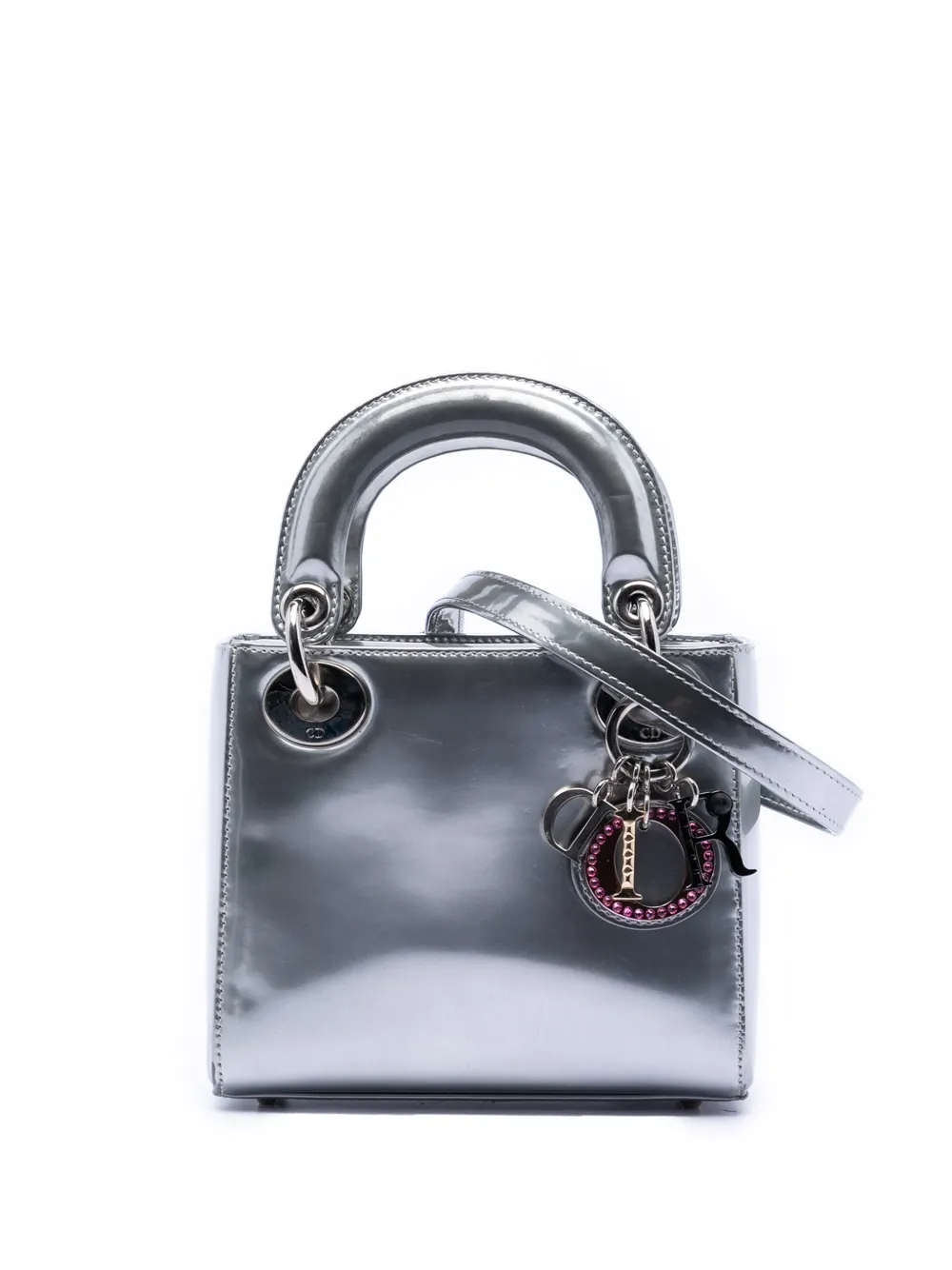 Christian Dior Pre-Owned 2015 Limited Edition Beijing China World Mini Metallic Patent Lady Dior satchel - Argento