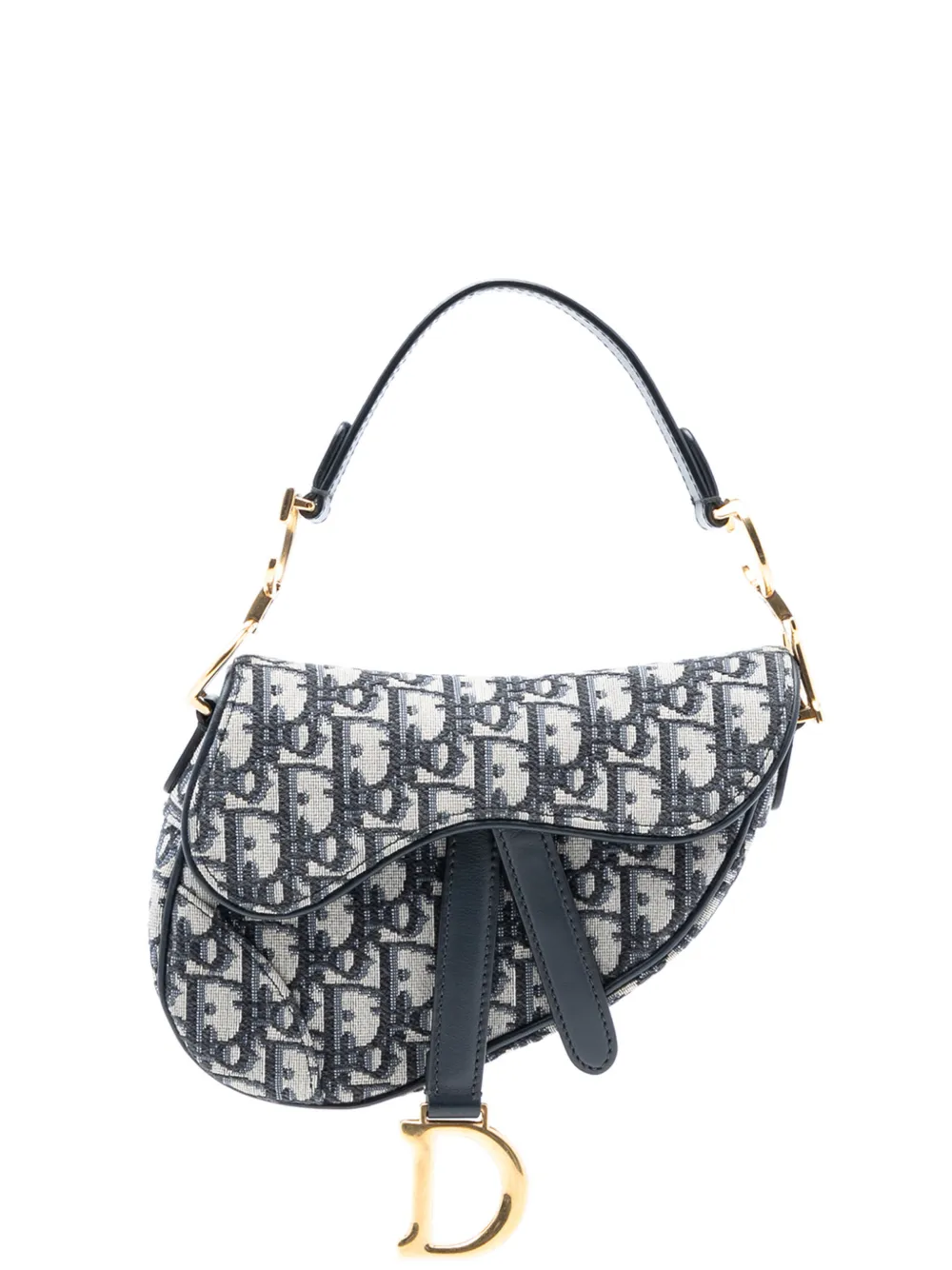 Christian Dior Pre-Owned 2018 Mini Oblique Canvas Saddle Bag satchel - Blu