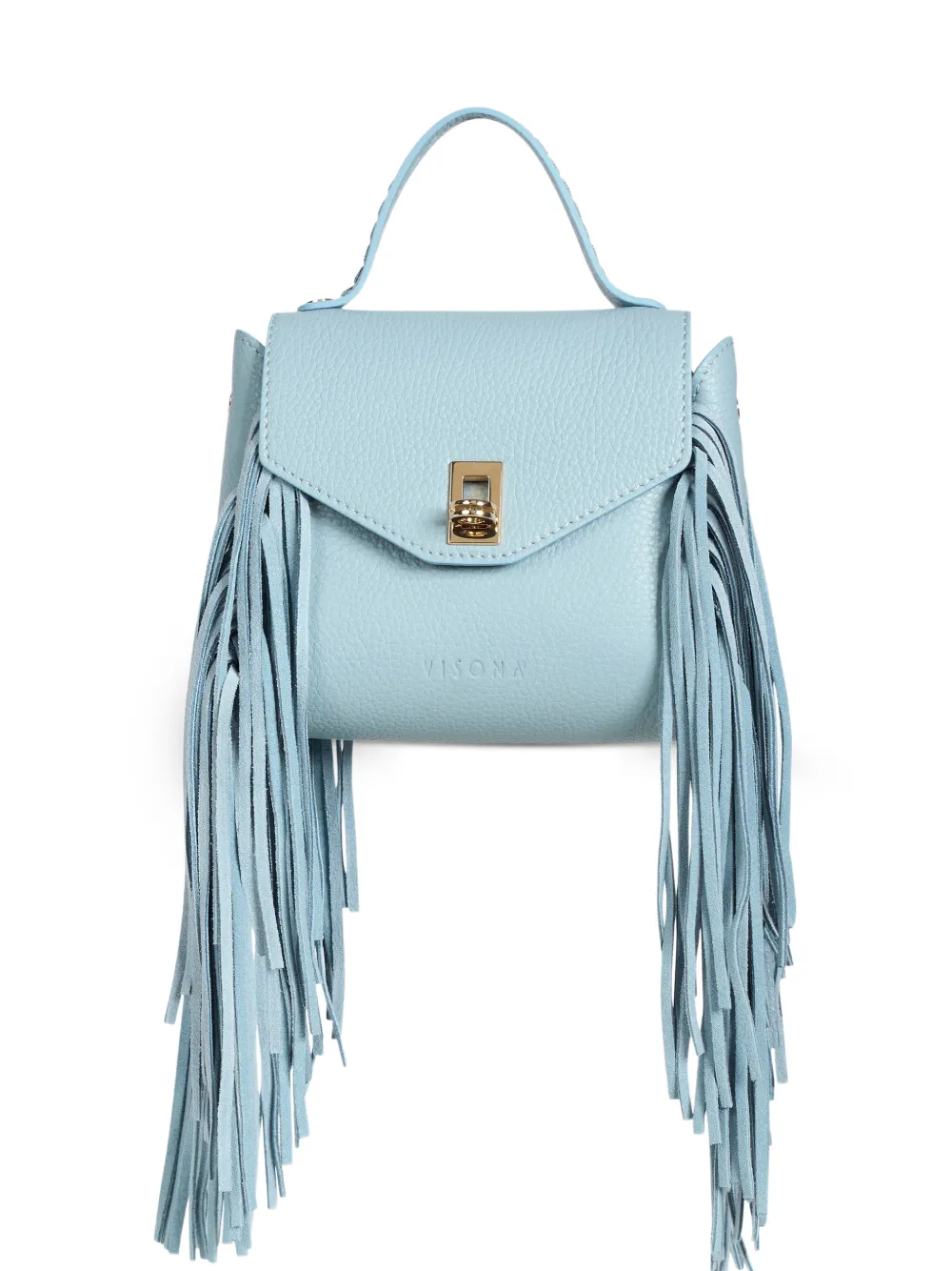 VISONA` mini Artico fringe-detail top-handle bag - Blu