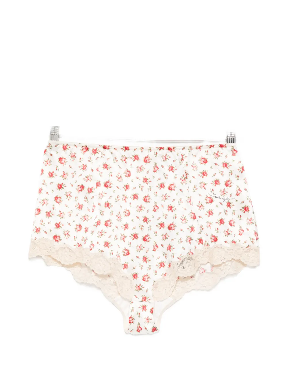 Dolce & Gabbana floral-print lace briefs - Bianco