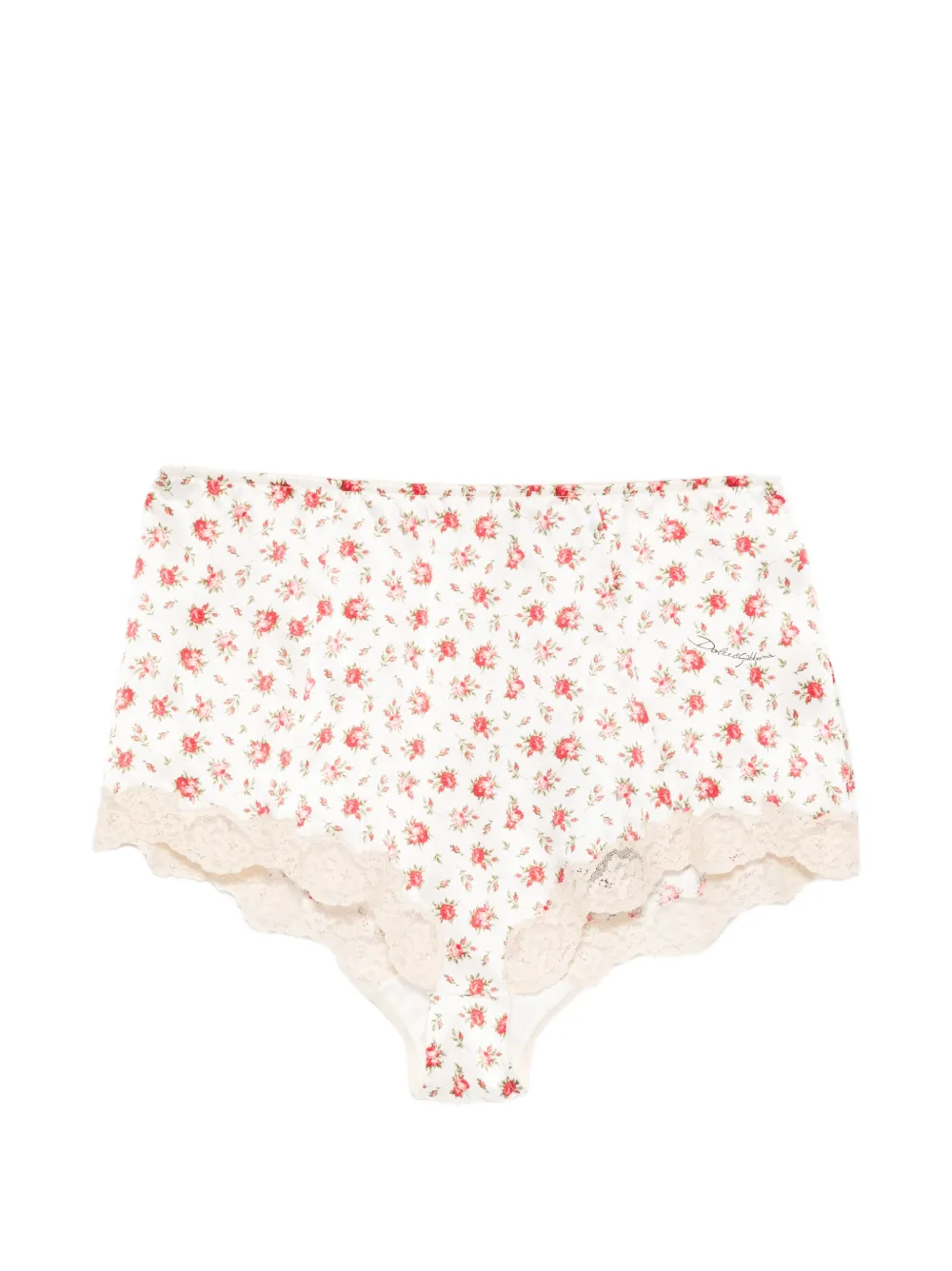 Dolce & Gabbana floral-print lace briefs - Bianco