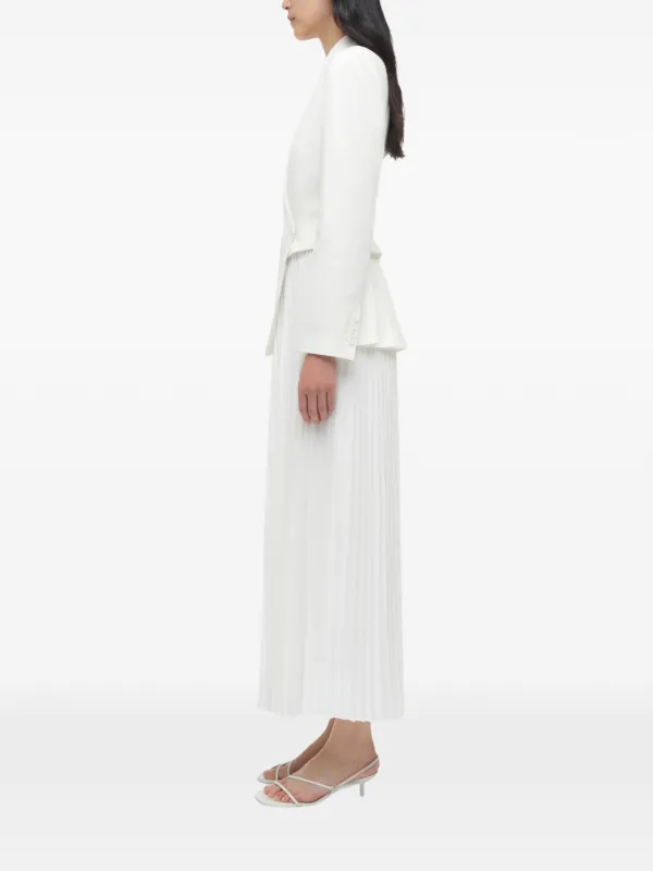 美品♡フォクシー Stretch Suiting Pleat Dress 白色 Michèle White Furry Leather Panel Mini Dress