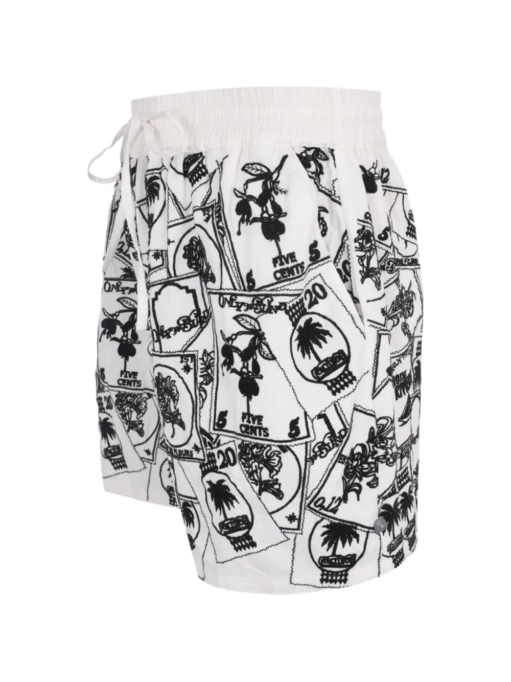  Only The Blind Short Imprimé à Taille à Lien De Resserrage - Blanc 