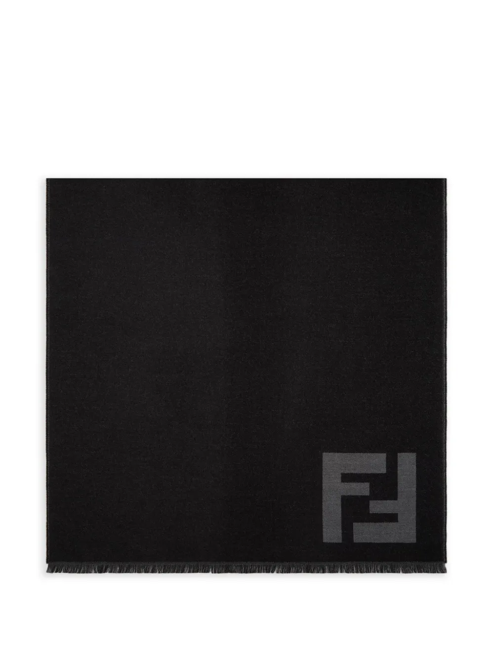 FENDI logo-detail fringed scarf - Nero