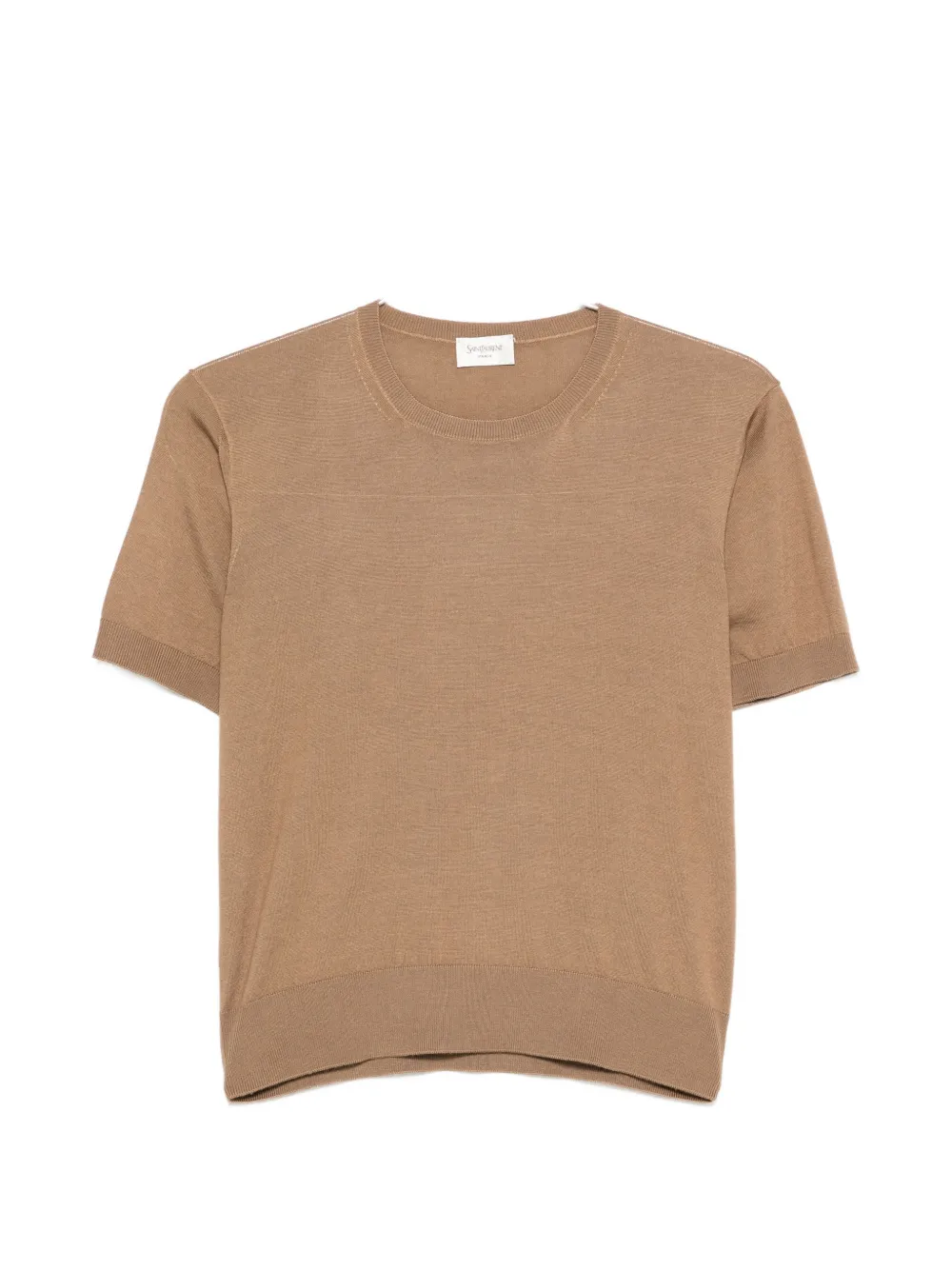 Saint Laurent Crew-neck Short-sleeve T-shirt In Brown