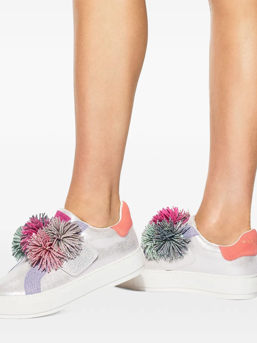 Kurt Geiger London Laney Pom leren sneakers Zilver