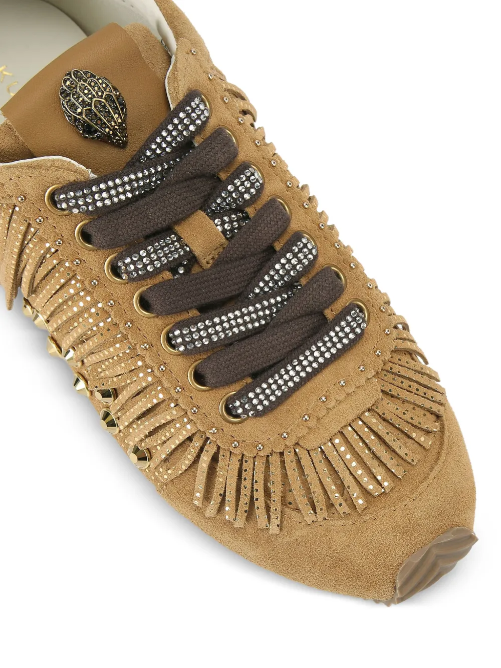Kurt Geiger London Islington Fringe sneakers met kristallen Bruin