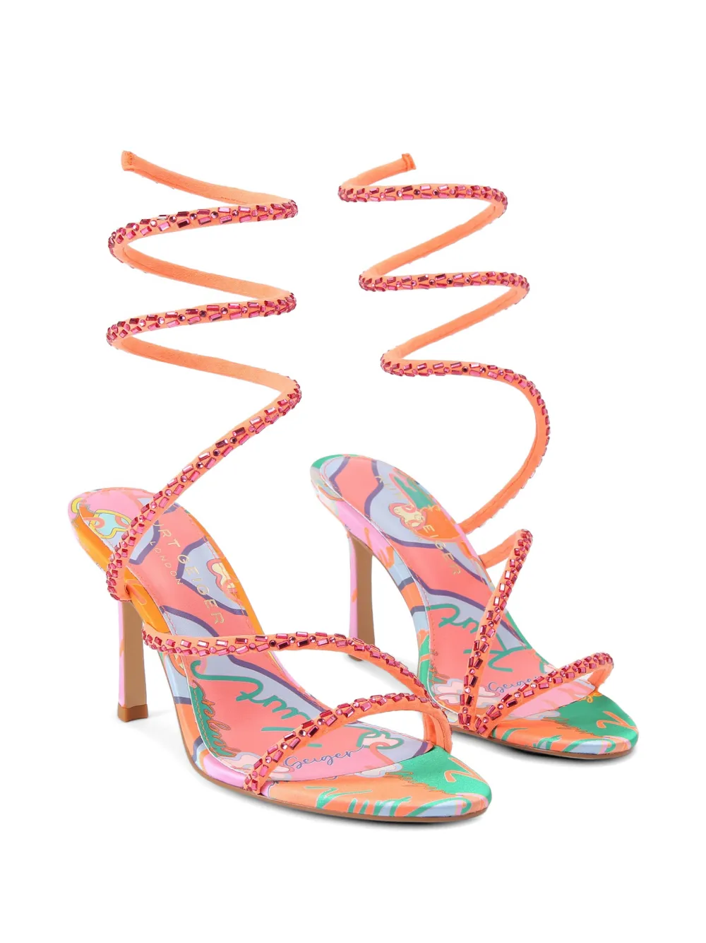 Kurt Geiger London Spiral sandalen met asymmetrisch bandje Oranje