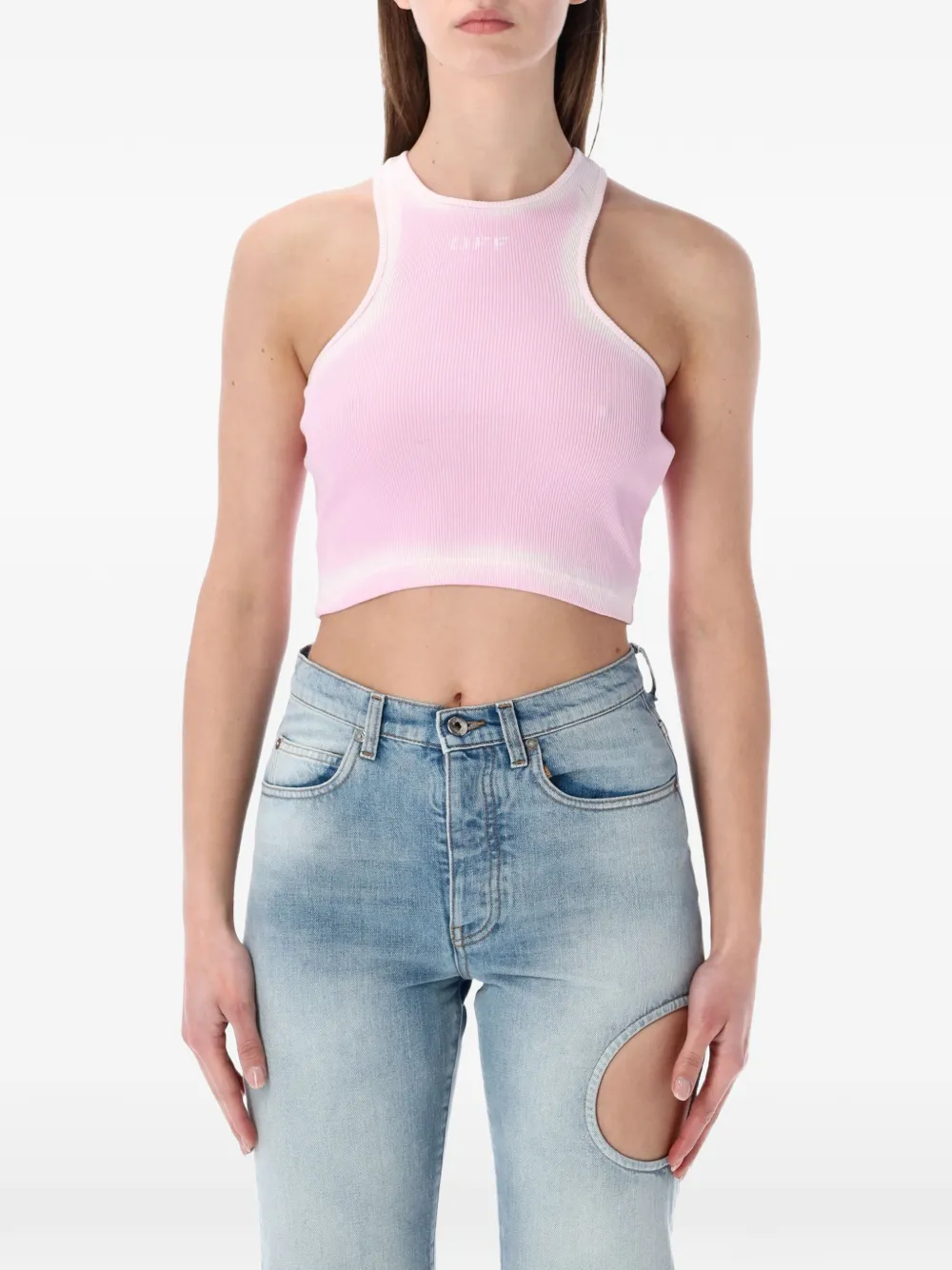 Off-White Rowing ribbed crop top - Rosa