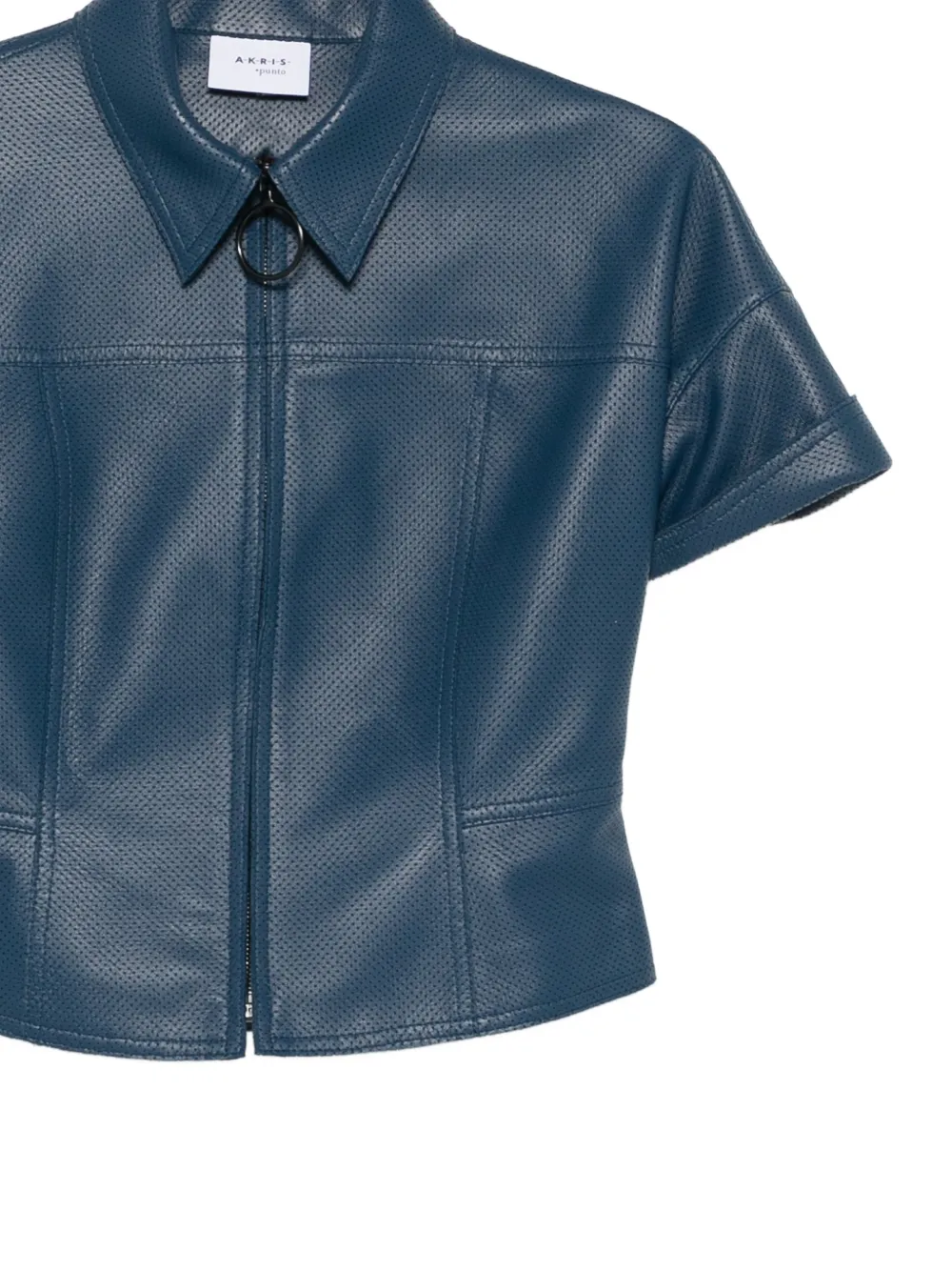  Akris Punto Camisa De Piel - Azul 