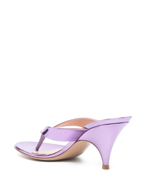 Gianvito Rossi Sofia Metallic Thong Sandals | Purple | FARFETCH