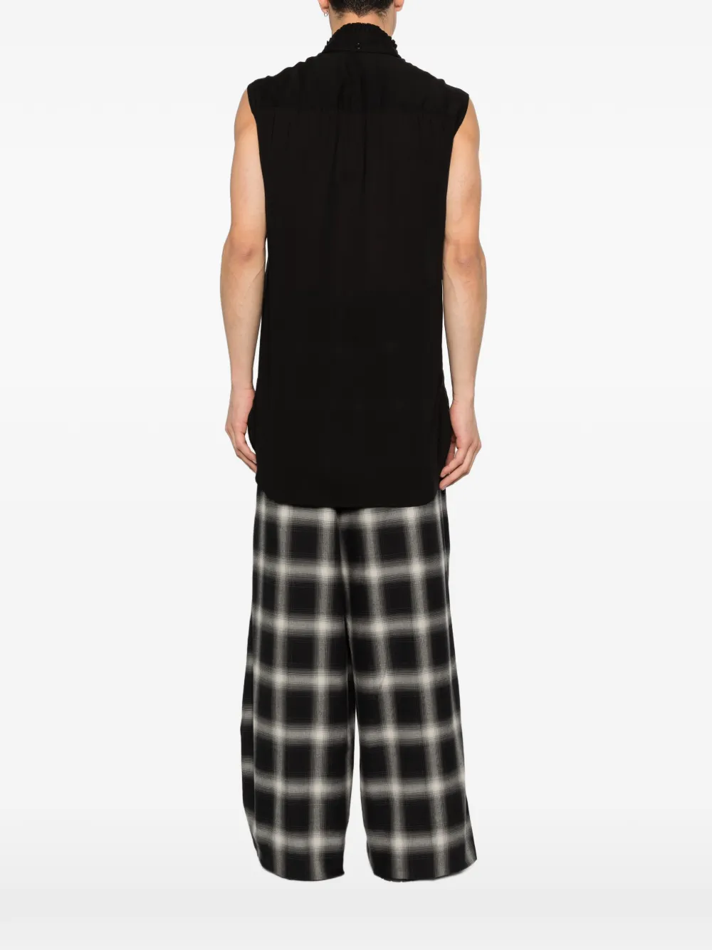 Yohji Yamamoto Mouwloze top met strik Zwart