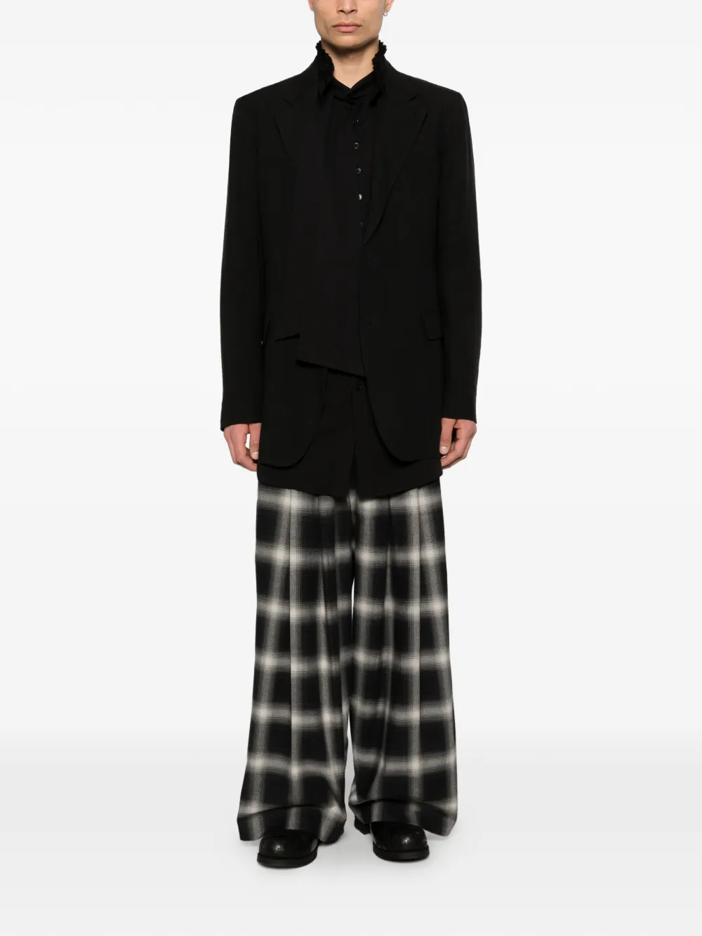 Yohji Yamamoto Mouwloze top met strik Zwart