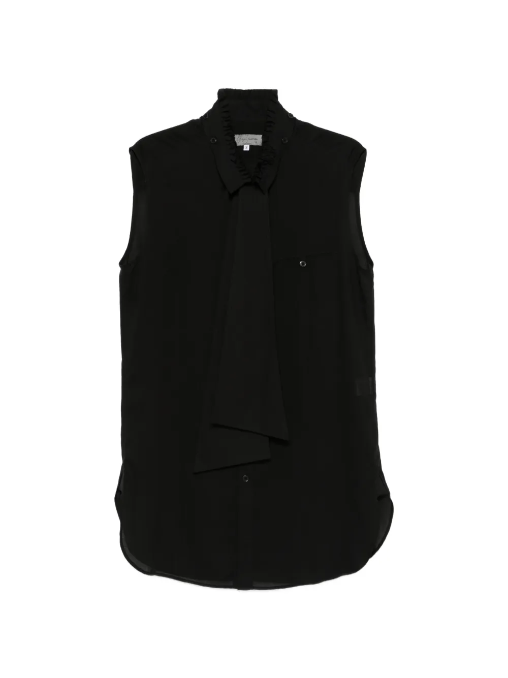 Yohji Yamamoto pussy-bow sleeveless top - Nero