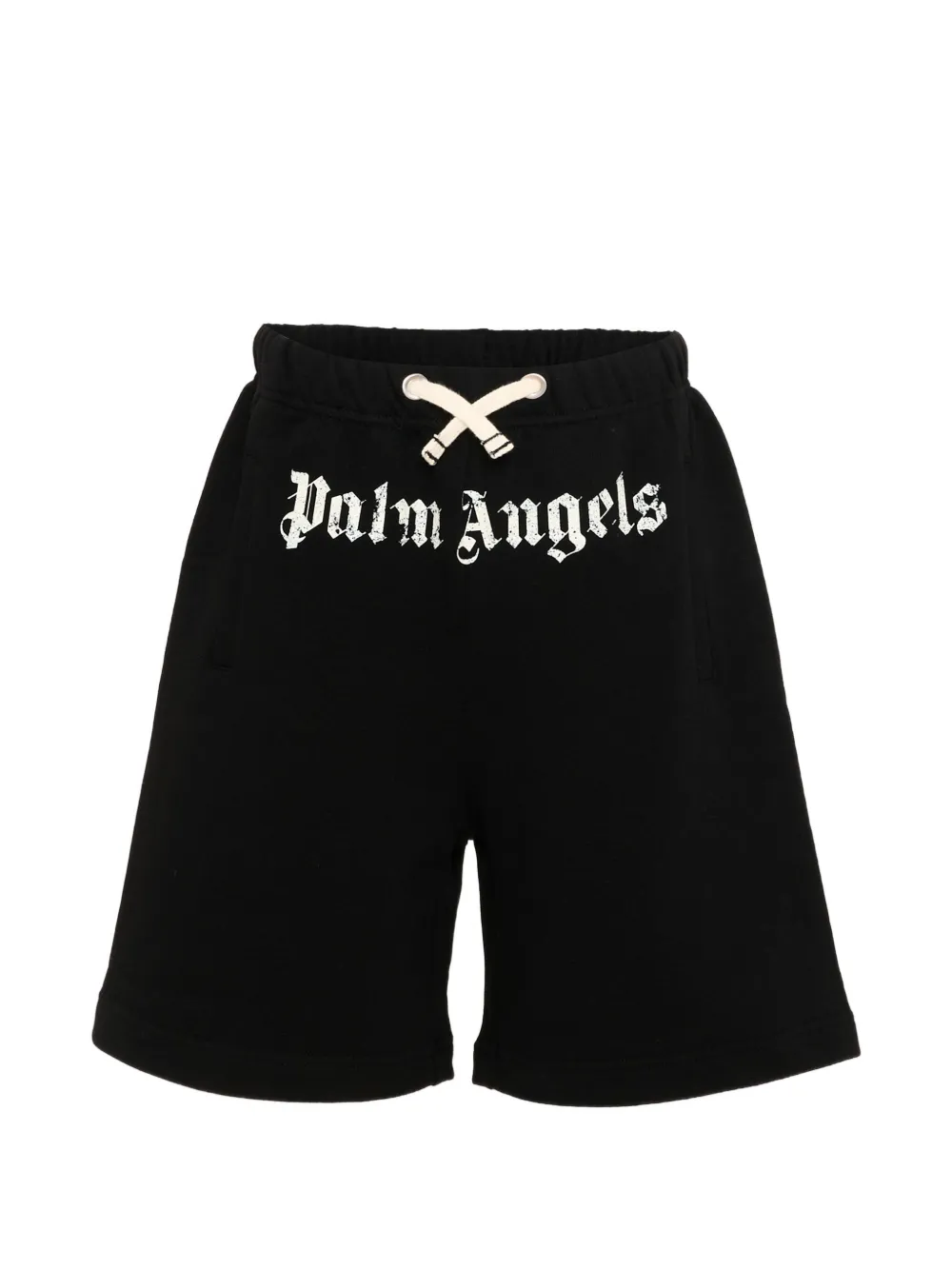 Palm Angels Kids logo-print drawstring shorts - Nero