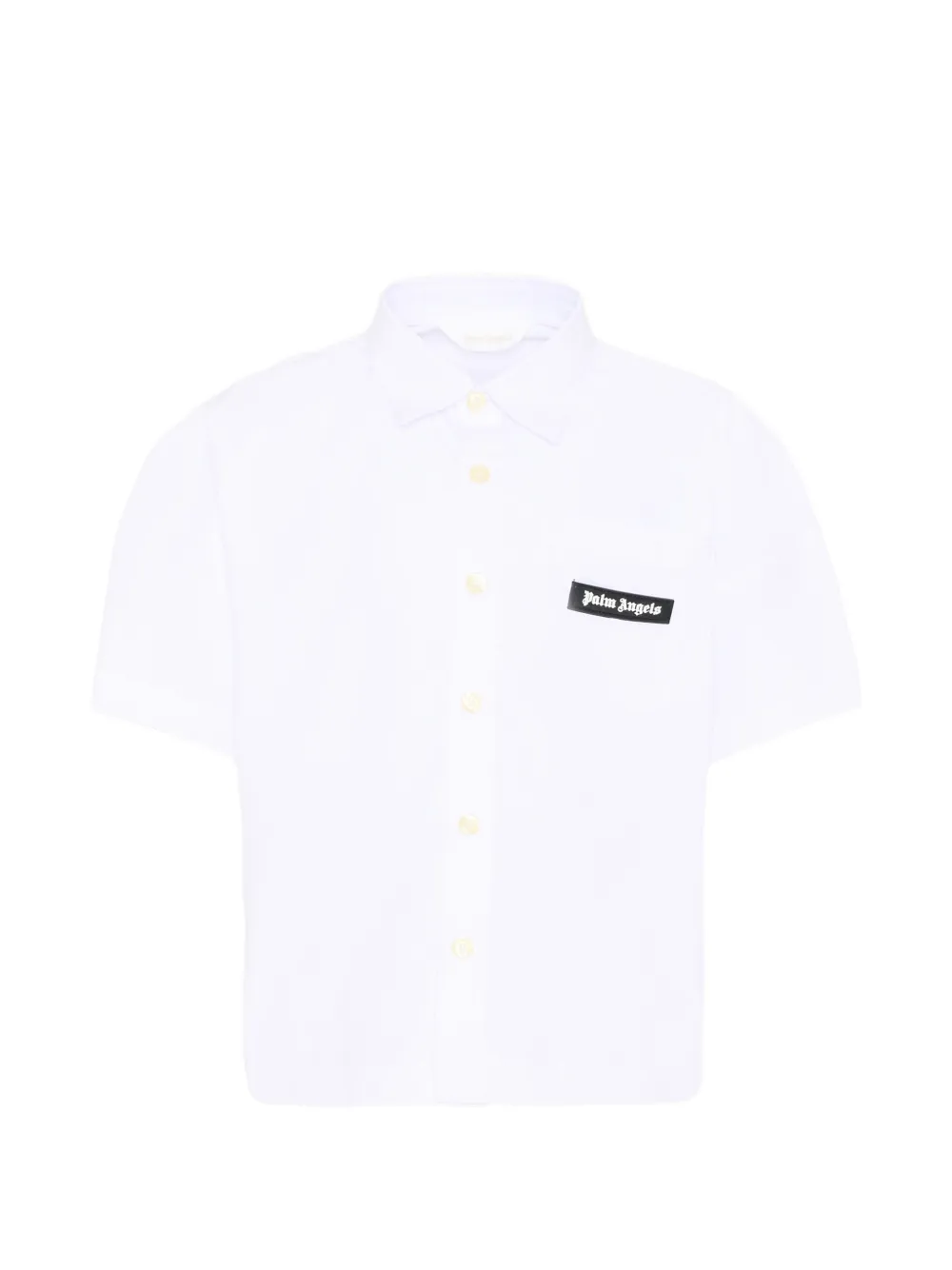 Palm Angels Kids logo-patch short-sleeve shirt - White