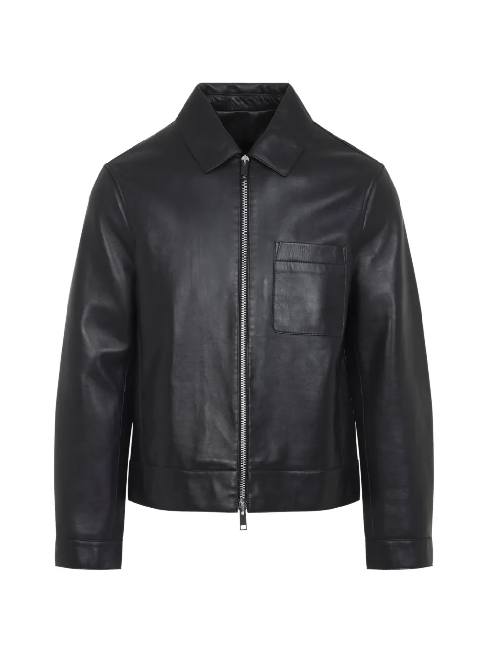 Yves Salomon zip-fastening chest-pocket leather jacket - Nero