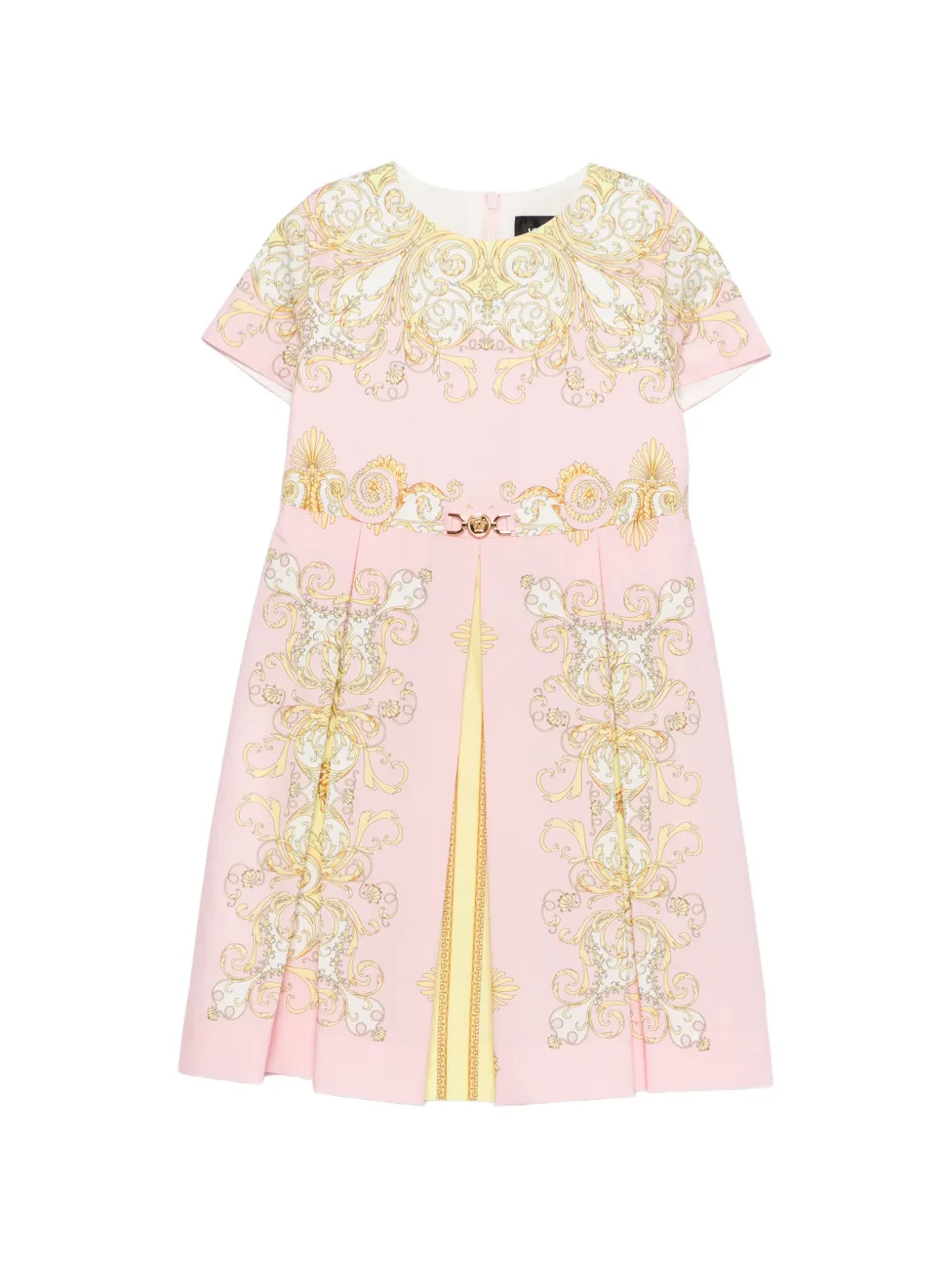 Versace Kids baroque-print crew-neck short-sleeve dress - Rosa