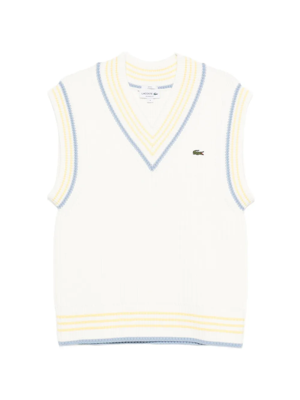 Lacoste V-neck striped knitted vest - Bianco