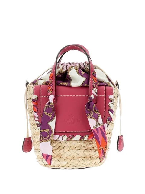 CUBA LAB scarf leather bucket bag