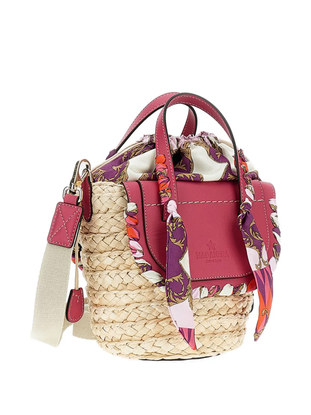  Cuba Lab Scarf Leather Bucket Bag - Neutrals 