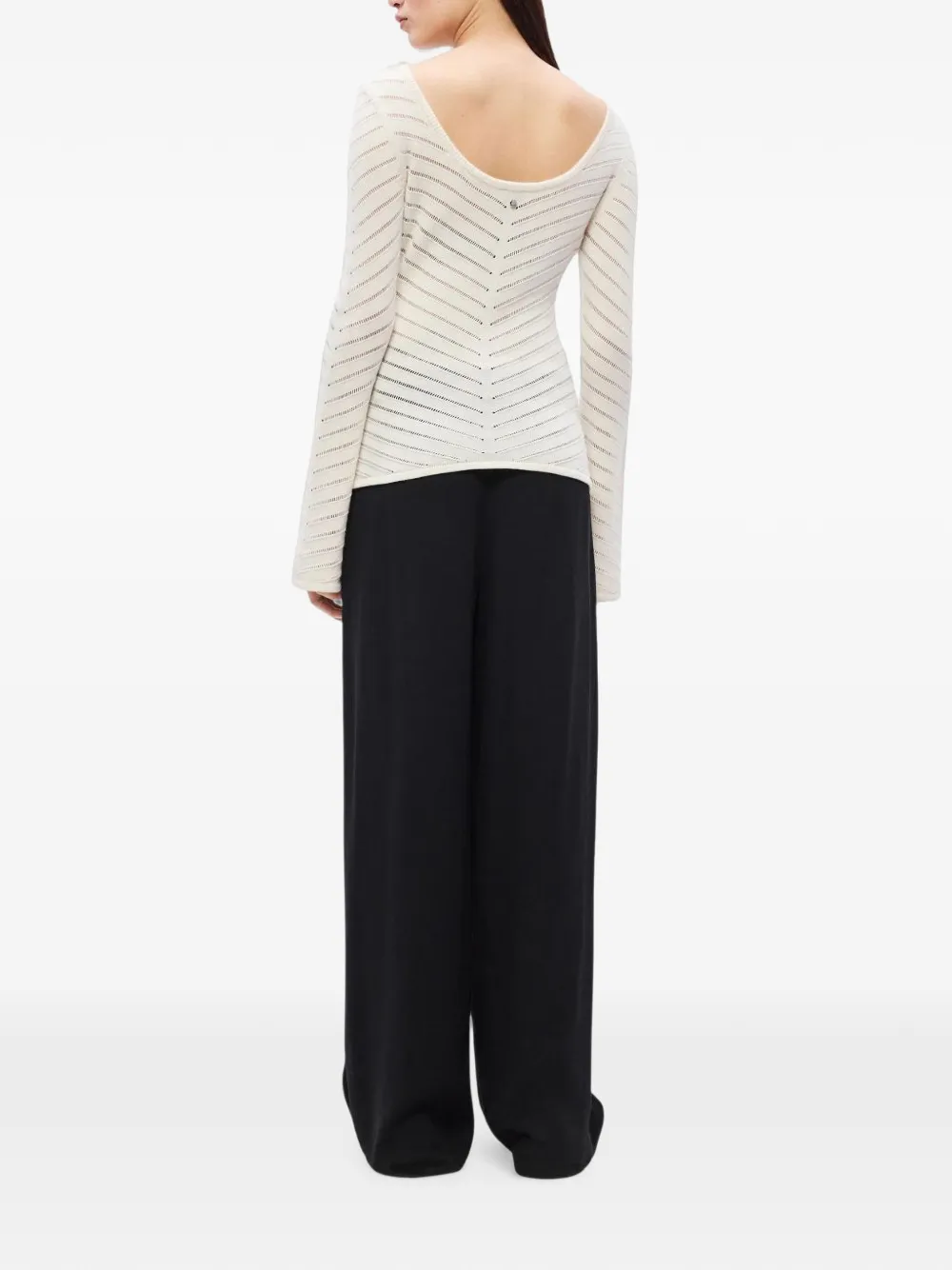 BOSS long-sleeve wool blouse Wit