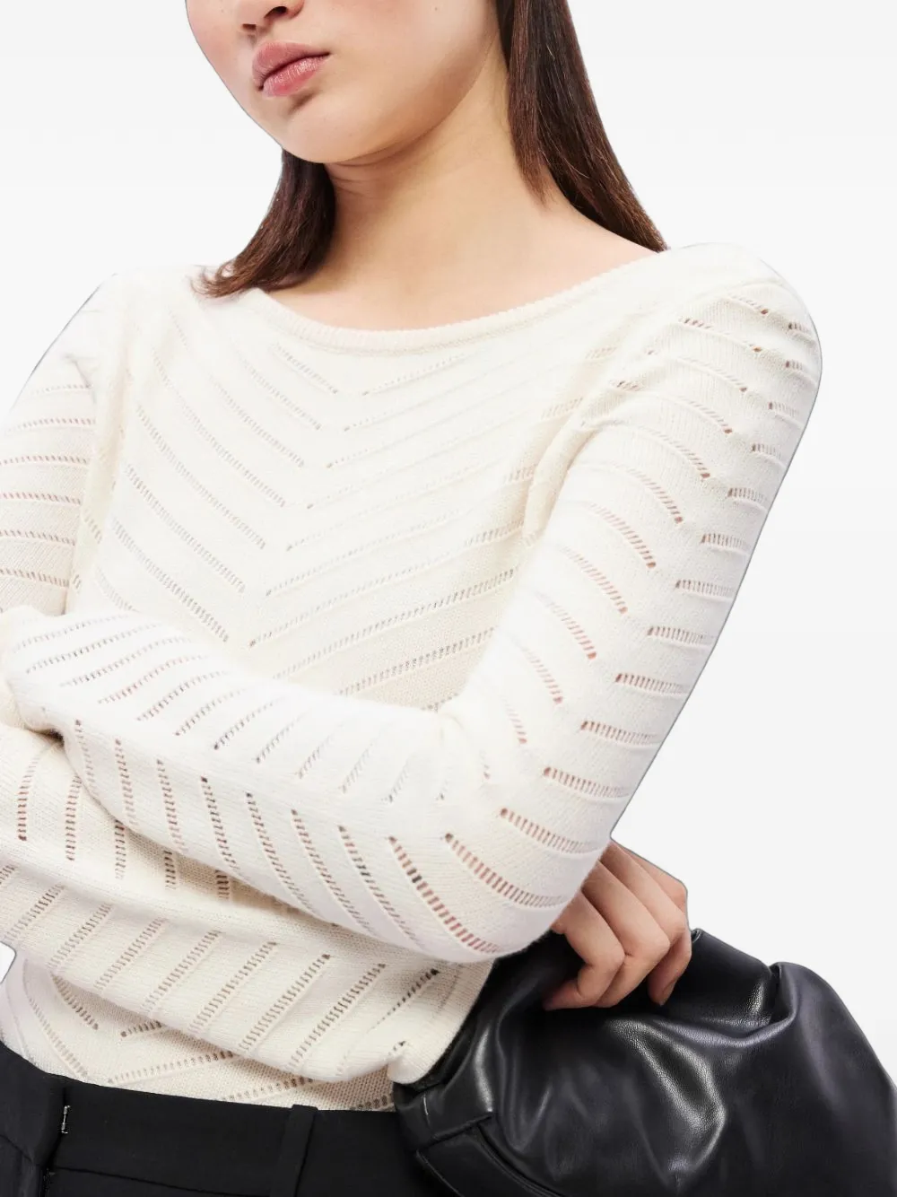 BOSS long-sleeve wool blouse Wit