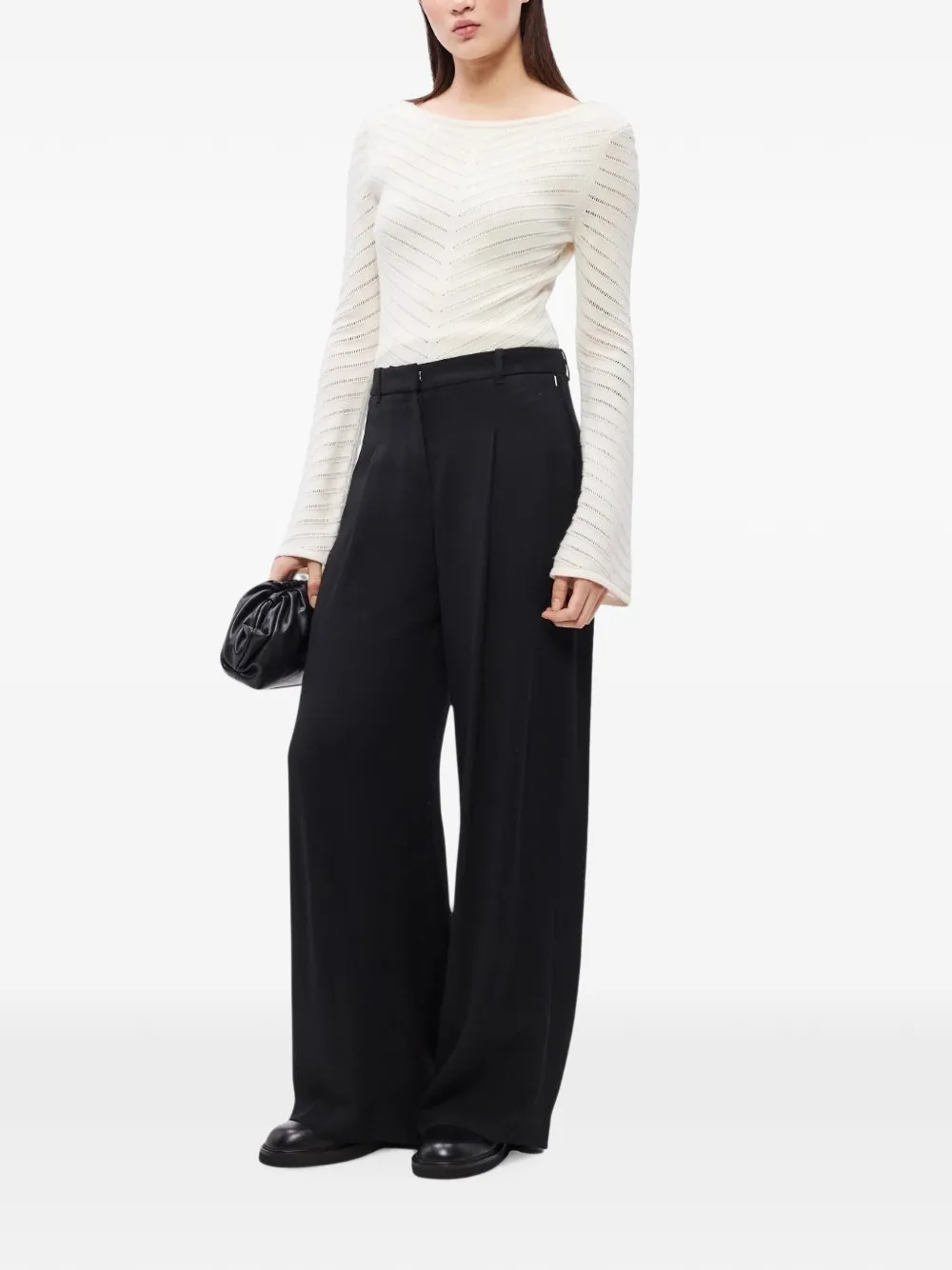 BOSS long-sleeve wool blouse Wit