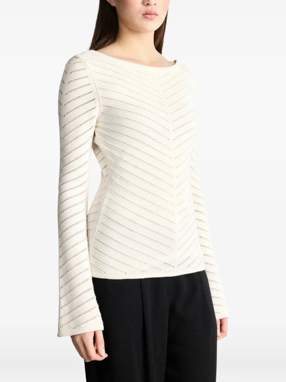 BOSS long-sleeve wool blouse Wit