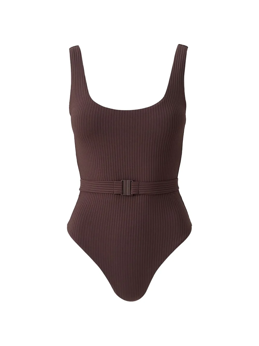 Melissa Odabash ribbed belt swimsuit - Marrone