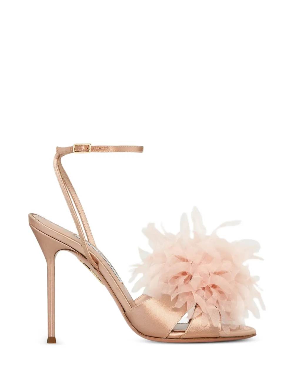 Aquazzura Poème flower-embellished ankle-strap sandals Roze