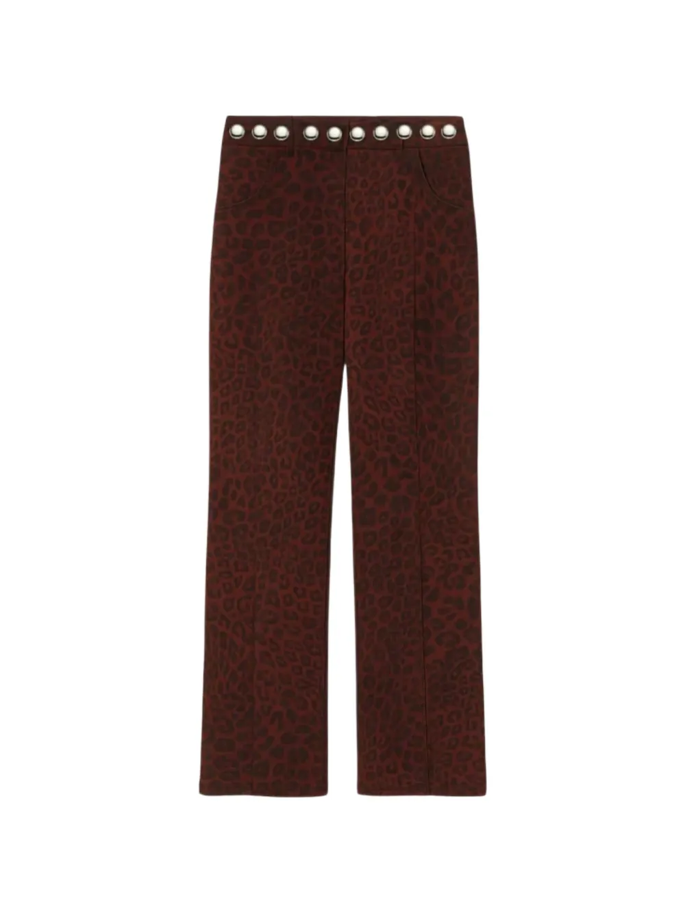 A Paper Kid animal-print eyelet-embellished trousers - Rosso