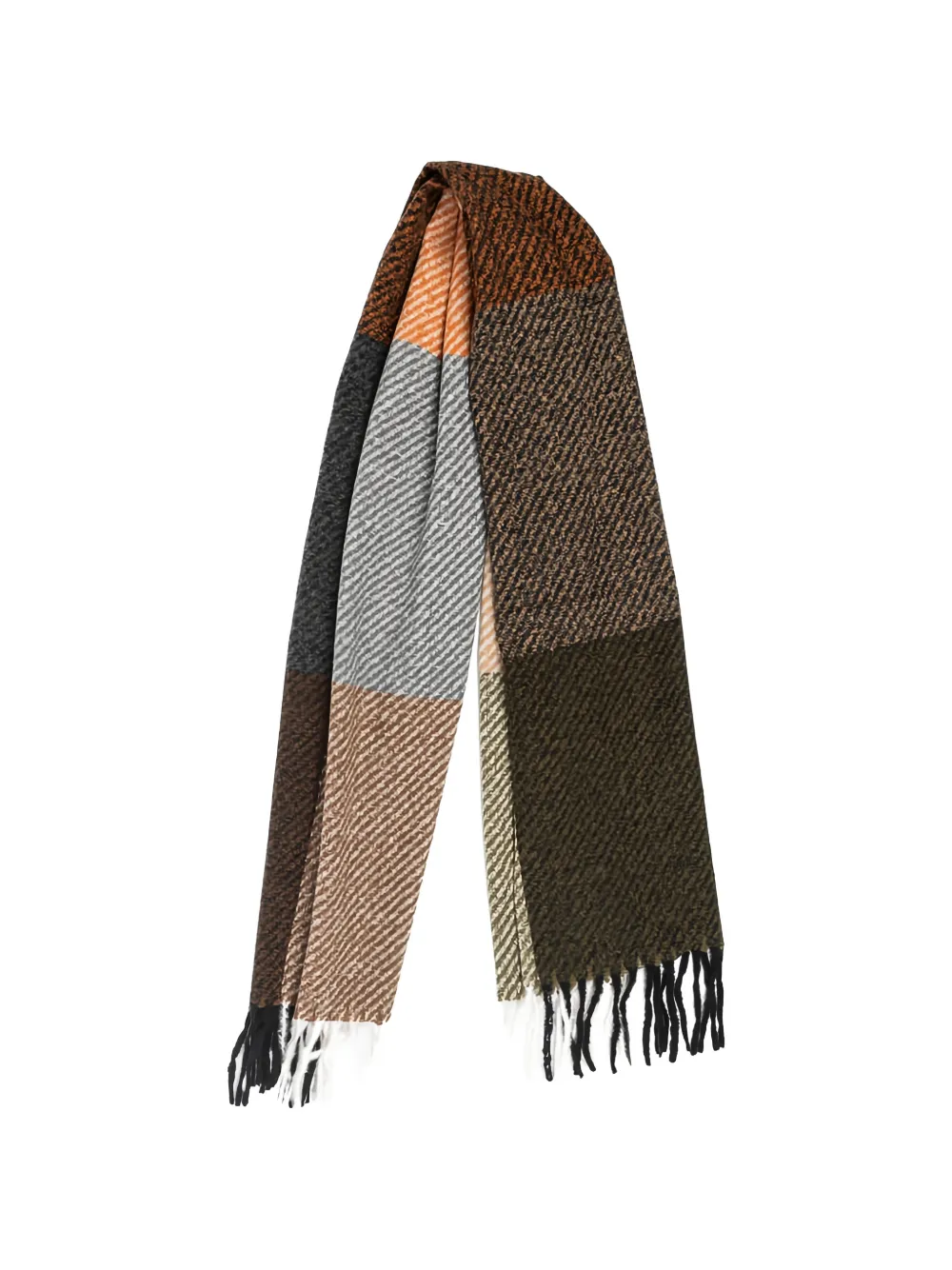 GOIA printed fringed scarf - Marrone