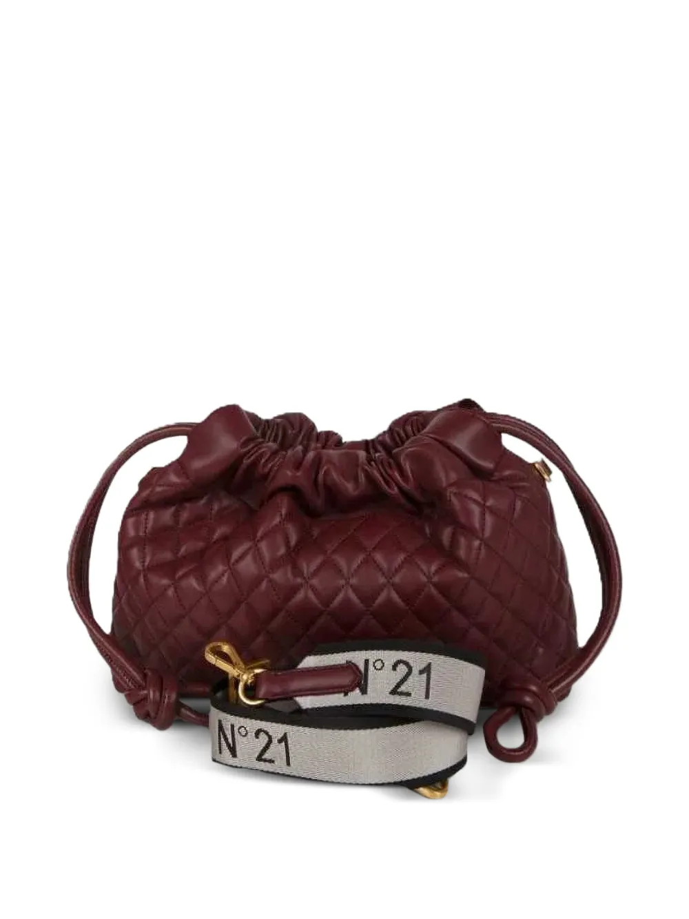  Nº21 Quilted Drawstring-fastening Shoulder Bag - Red 