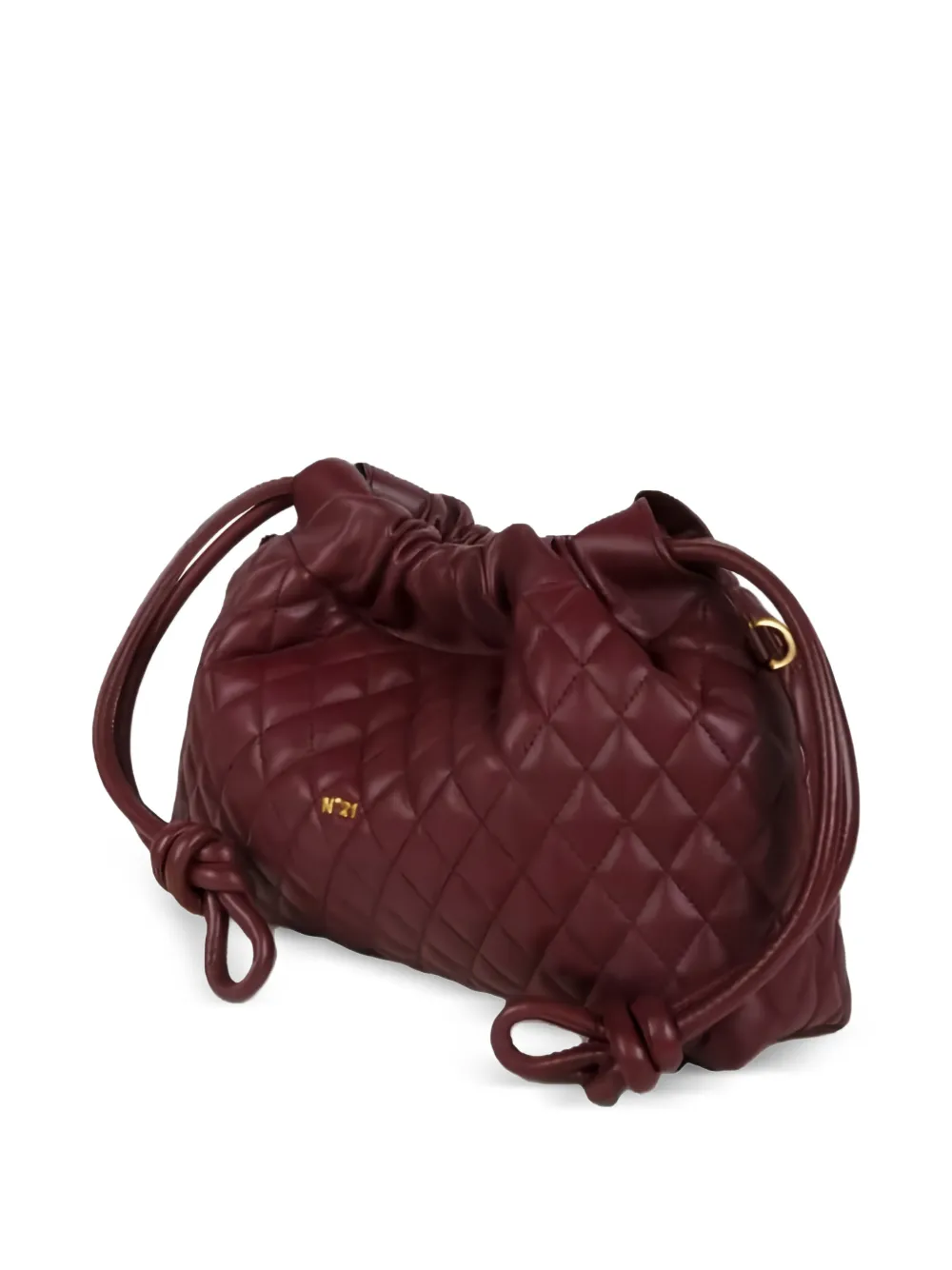  Nº21 Quilted Drawstring-fastening Shoulder Bag - Red 