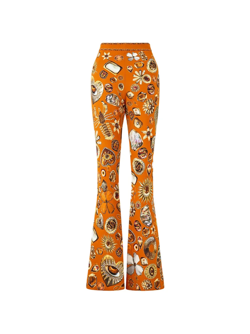  Camilla Pantalon Imprimé à Coupe évasée - Orange 