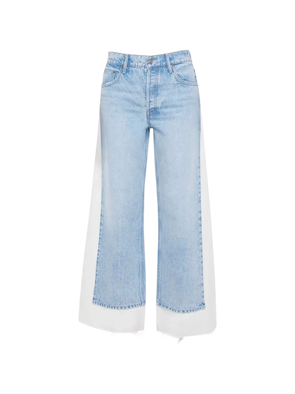 MOTHER Nacho Double Dip frayed panelled jeans - Blu