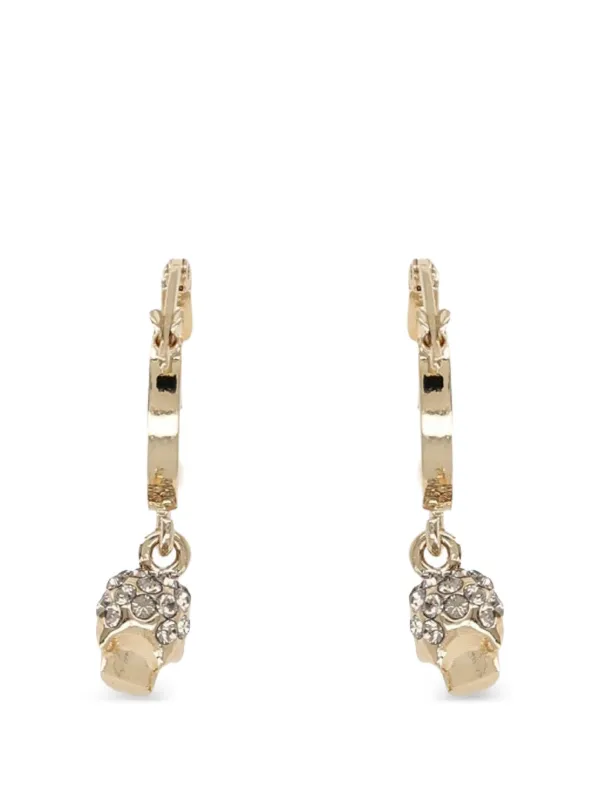 Alexander McQueen スカル ドロップピアス ゴールド　　25ss Alexander McQueen Skull Mini crystal-embellished Earrings | Gold