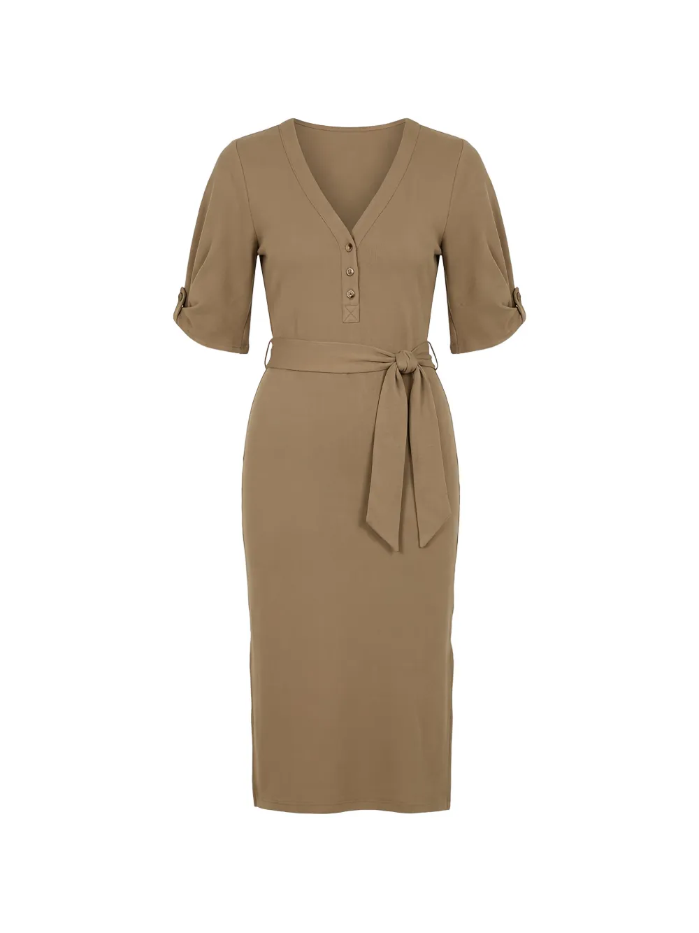 Lauren Ralph Lauren puff-sleeve belted dress - Toni neutri